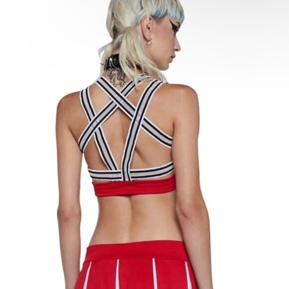 Dolls Kill NEW Red Devils 666 Cheerleading Cropped Costume Top - Picture 6 of 8